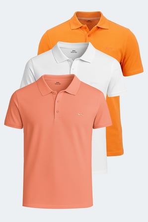 Slazenger SOHO 3 lü Set Erkek  Beyaz - Somon - Turuncu Tişört