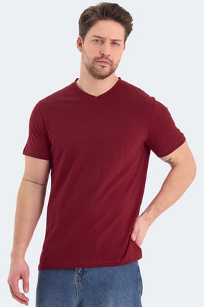 Slazenger RIVALDO 3 lü Set Erkek V Yaka Siyah - Vizon - Bordo Tişört