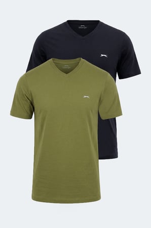 Slazenger SARGON 2 li Set Erkek  Haki - Lacivert Tişört