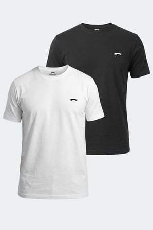 Slazenger NOTRON I 2 Lİ SET Erkek  Beyaz - Siyah Tişört