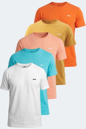Slazenger NOTRON I Erkek  Beyaz - Turuncu - Sarı - Pembe - Turkuaz Tişört
