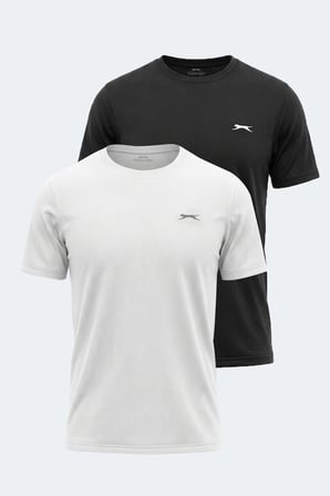 Slazenger HARDFLEX 2 Lİ SET Erkek  Beyaz - Siyah Tişört
