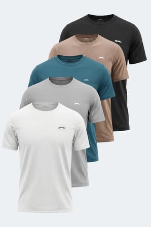 Slazenger HARDFLEX 5 Lİ SET Erkek  Siyah - Beyaz - Gri - Vizon - Petrol Tişört