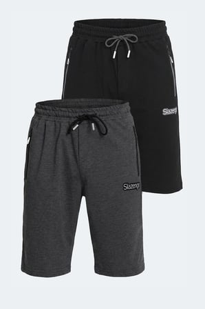 Slazenger NAGI IN 2 Lİ SET Erkek  Siyah - Koyu Gri Şort