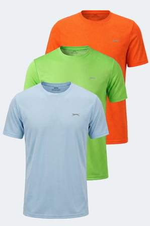 Slazenger HAUNTED I 3 LÜ SET Erkek  Neon Yeşil - Neon Turuncu - Açık Mavi Tişört