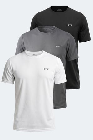 Slazenger HAUNTED I 3 LÜ SET Erkek  Beyaz - Siyah - Koyu Gri Tişört