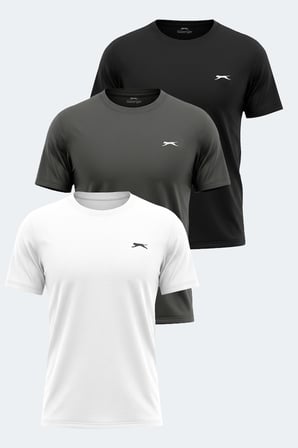Slazenger ODALIS 3 LÜ SET Erkek  Beyaz - Siyah - Koyu Gri Tişört