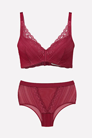 Fuşya Glam Lace Destekli Sütyen Takımı
