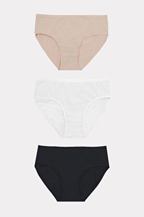 Siyah-Beyaz-Ten 3lü Bato Külot