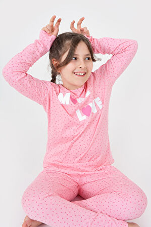 Pembe More Love Çocuk Pijama Takım