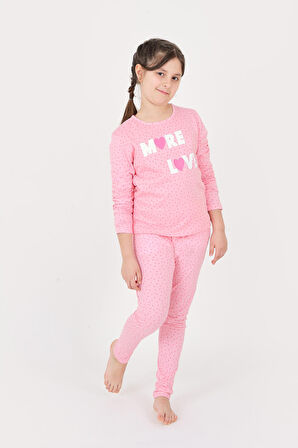 Pembe More Love Çocuk Pijama Takım