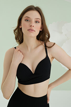 Siyah Dikisşiz Süper Push Up Sütyen