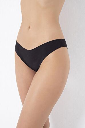 Siyah Vizon Ten Rengi 3lü Lazer V Shape Brazillian Külot