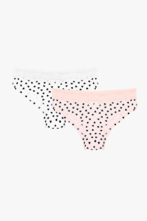 Renkli Beli Dantelli 2li Hipster Külot