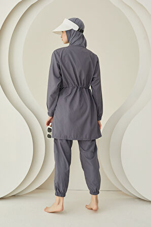 Antrasit Plain Pattern Tesettür Mayo