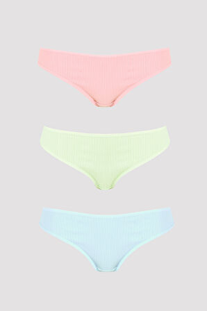 Pudra Yeşil Mavi  3lü Kaşkorse Basic Külot