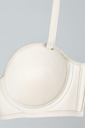 Ekru Nirvana Desteksiz Straplez Tek Sütyen