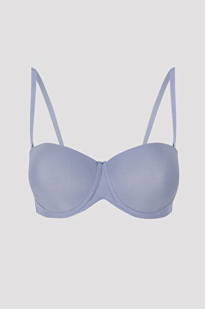 Gri Latina Destekli Straplez Sütyen