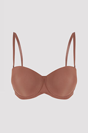 Kahverengi Latina Destekli Straplez Sütyen