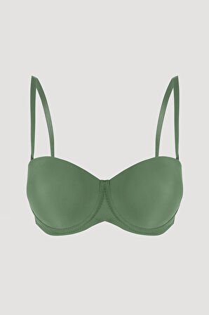 Haki Latina Destekli Straplez Sütyen