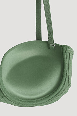 Haki Latina Destekli Straplez Sütyen