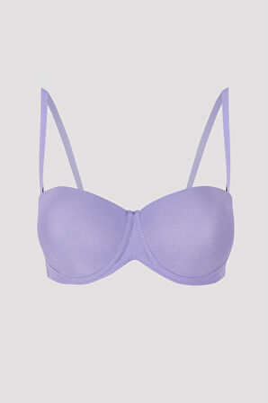Lila Latina Destekli Straplez Sütyen
