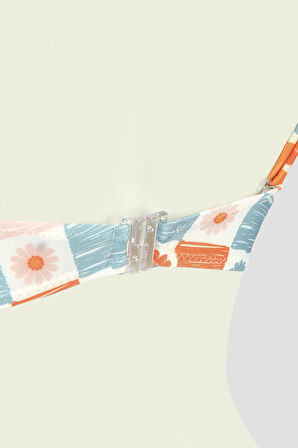 Turuncu Daisy Forest Straplez Tek Üst Bikini