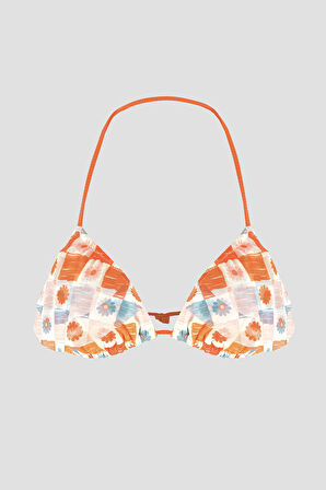 Turuncu Daisy Forest Üçgen Tek Üst Bikini