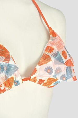 Turuncu Daisy Forest Üçgen Tek Üst Bikini