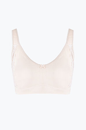 Taş Rengi Dantel Detaylı Toparlayıcı Sütyen