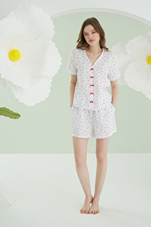 Ekru Kalpli Şortlu Önden Bağlamalı  Şort Takım