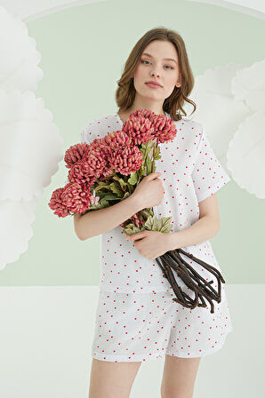 Ekru Kalpli Şortlu Önden Bağlamalı  Şort Takım