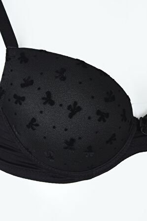 Siyah Bow Desteksiz Sütyen