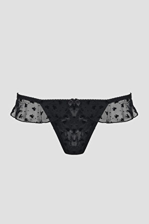 Siyah Bow Fırfırlı String