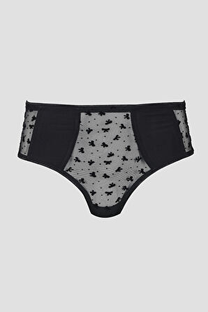 Siyah Bow Yüksek Bel Slip Külot