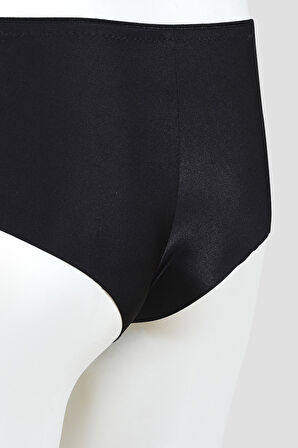 Siyah Bow Yüksek Bel Slip Külot