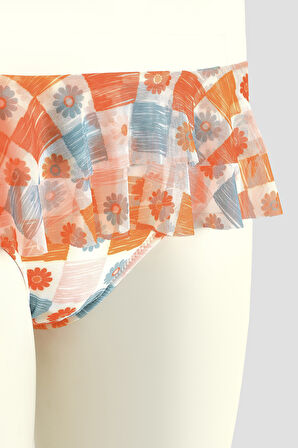 Turuncu Daisy Forest Tek Alt Bikini