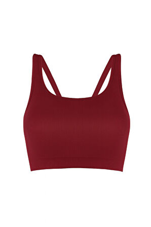 Bordo Halter Yaka Dikişsiz Sütyen