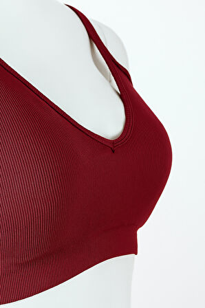 Bordo Light İnvisible V Kesim Dikişsiz Sütyen