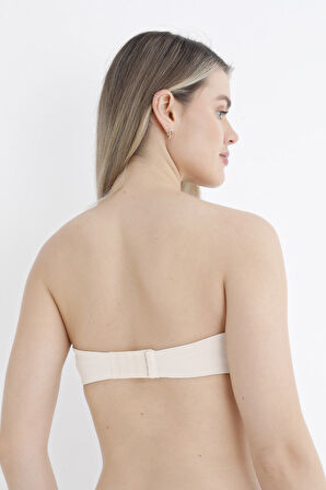 Ekru Askısız Straplez Destekli Sütyen