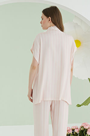 Pembe Karpuz Desenli Önden Düğmeli Pijama Takım