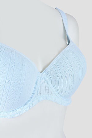 Mavi Soft Cotton Kaplı Desteksiz Sütyen