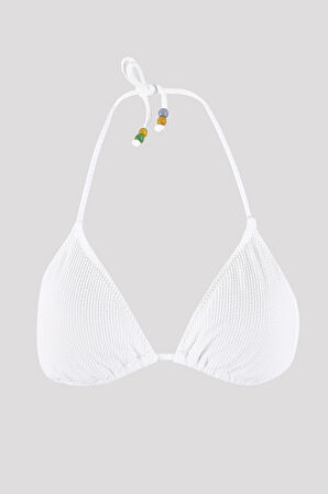 Beyaz Square Wick Üçgen Tek Üst Bikini