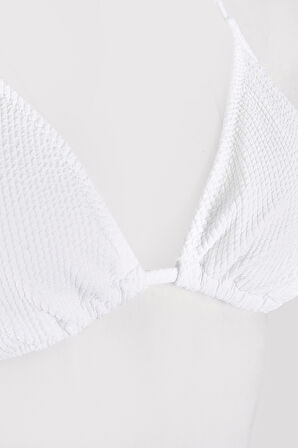 Beyaz Square Wick Üçgen Tek Üst Bikini