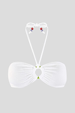 Beyaz Square Wick Straplez Tek Üst Bikini
