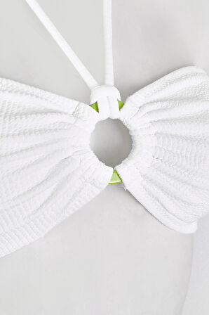 Beyaz Square Wick Straplez Tek Üst Bikini