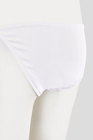 Beyaz Square Wick Yandan Bağlamalı Tek Alt Bikini