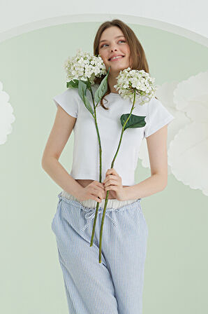 Mavi Crop Pijama Takım