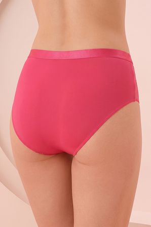 Fuşya Pinki Dantel Yüksek Bel Külot