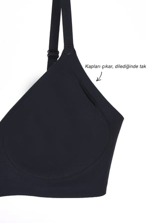 Siyah Dikişsiz Lazer Kesim Sütyen